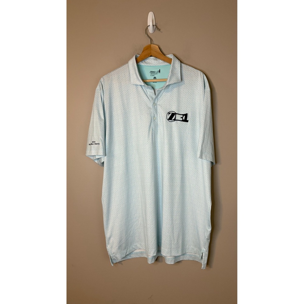 Johnnie-O Performance Polo Mens XL Light Blue Excellent Golf Shirt ZBI Logo